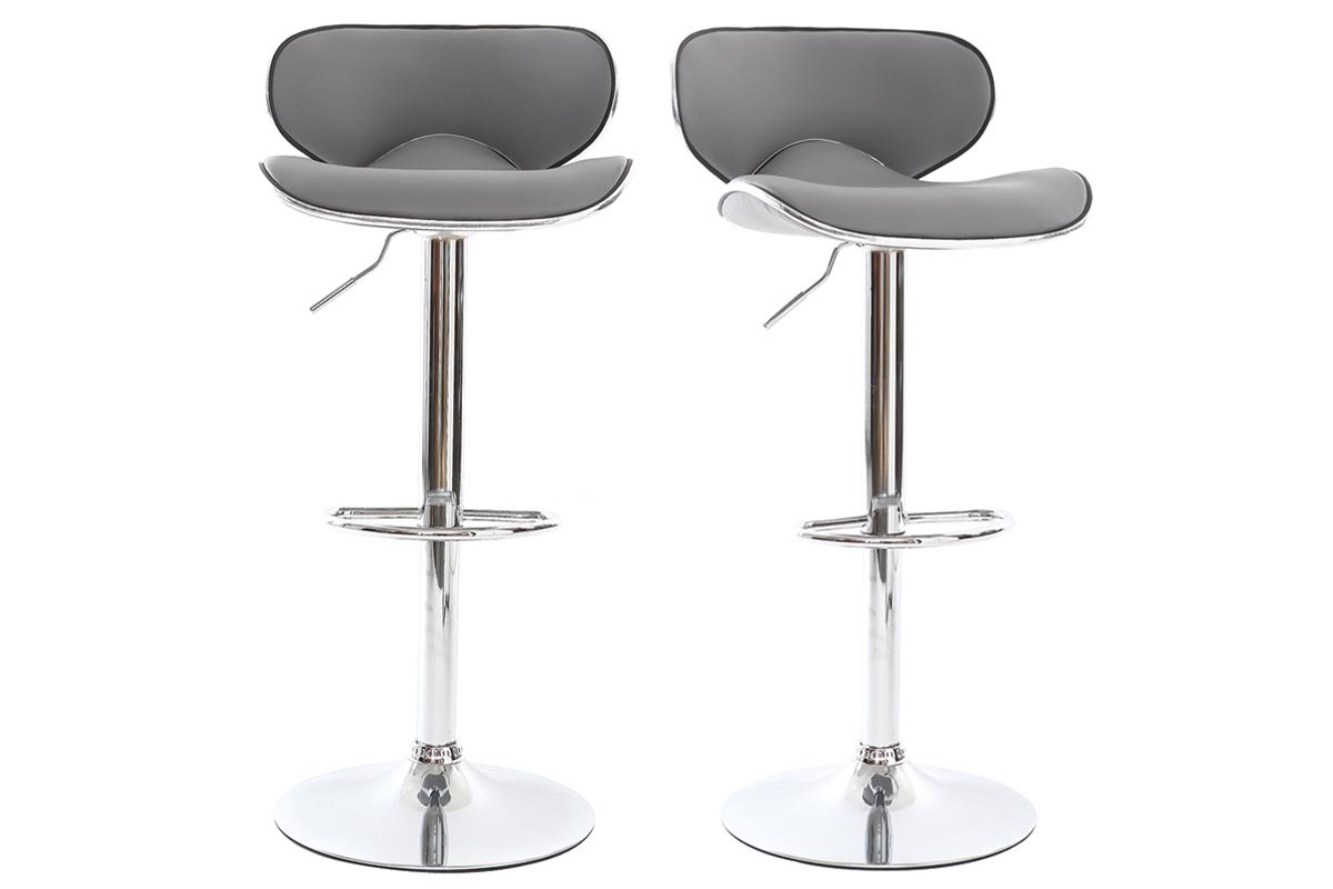 Design-Barhocker grau (2er-Set) PEGASE