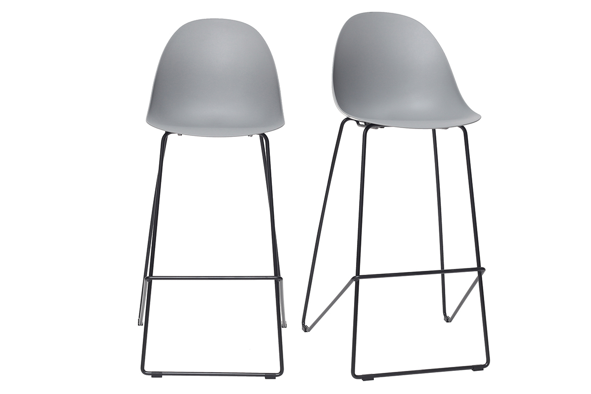 Design-Barhocker Grau 77cm (2er-Satz) CONCHA