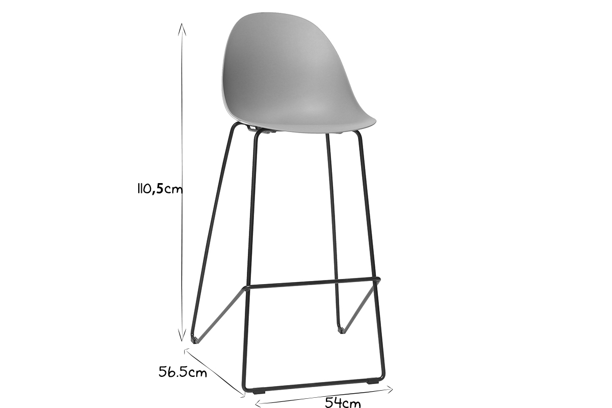 Design-Barhocker Grau 77cm (2er-Satz) CONCHA