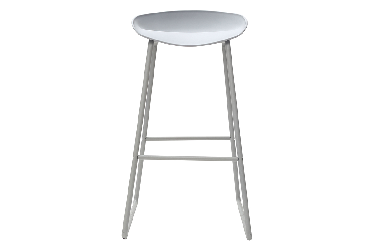 Design-Barhocker Grau mit Metallbeinen (2 Stk.) PEBBLE