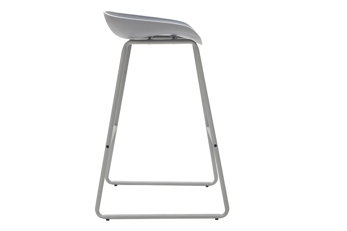 Design-Barhocker Grau mit Metallbeinen (2 Stk.) PEBBLE
