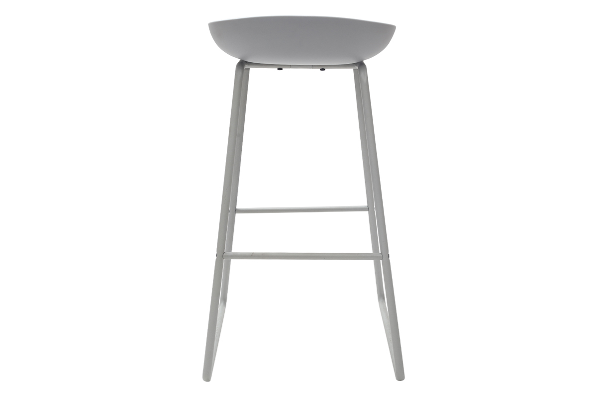 Design-Barhocker Grau mit Metallbeinen (2 Stk.) PEBBLE