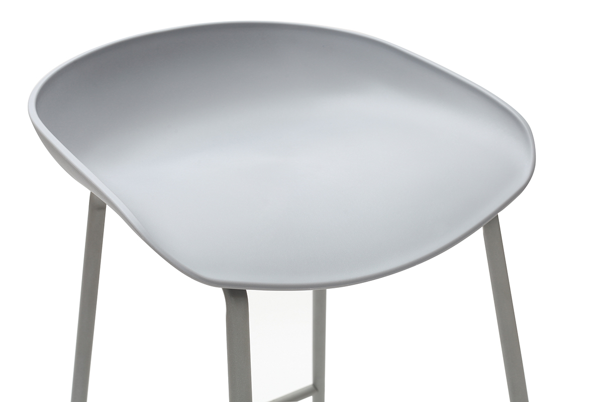 Design-Barhocker Grau mit Metallbeinen (2 Stk.) PEBBLE