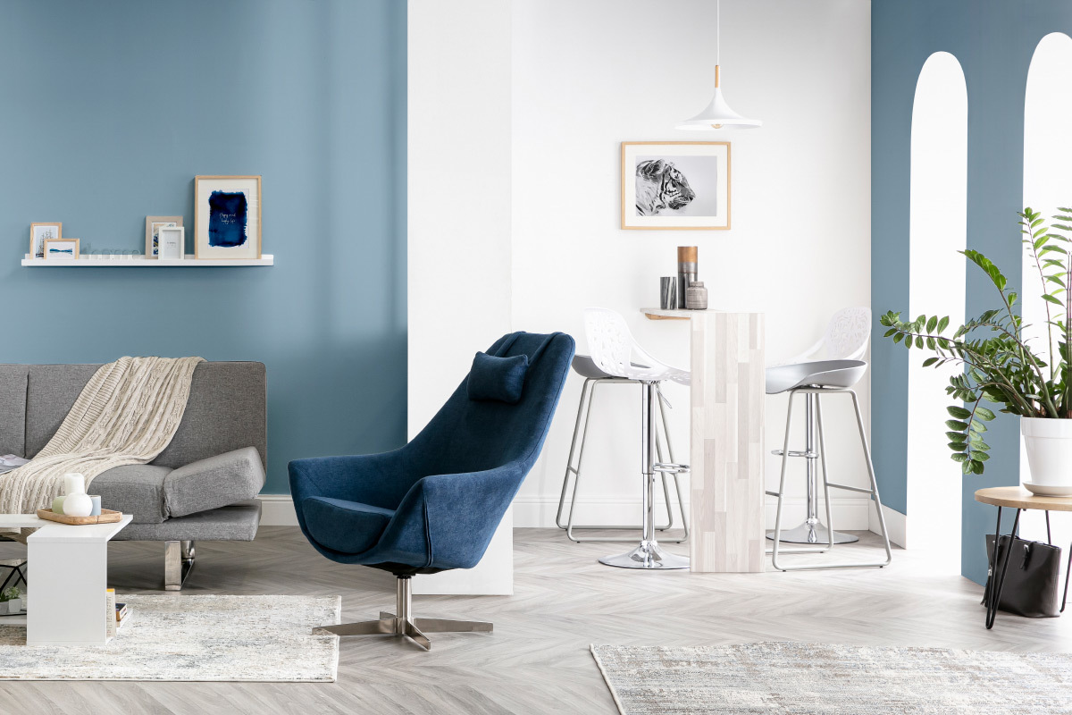 Design-Barhocker Grau mit Metallbeinen (2 Stk.) PEBBLE