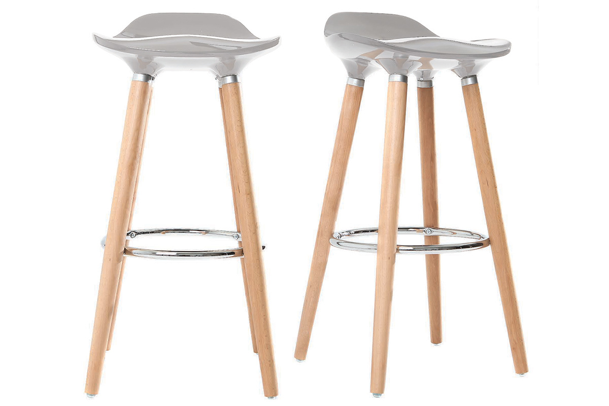 Design-Barhocker Grau skandinavisch 2er-Set GILDA