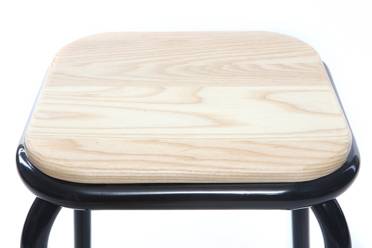 Design-Barhocker helles Holz und Schwarz 65 cm 2 St�ck MEMPHIS