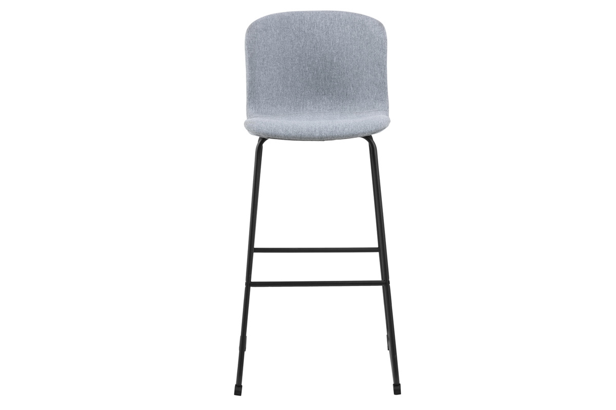 Design-Barhocker hellgrauer Stoff und schwarzes Schwarz 75 cm (2 Stk.) STORY