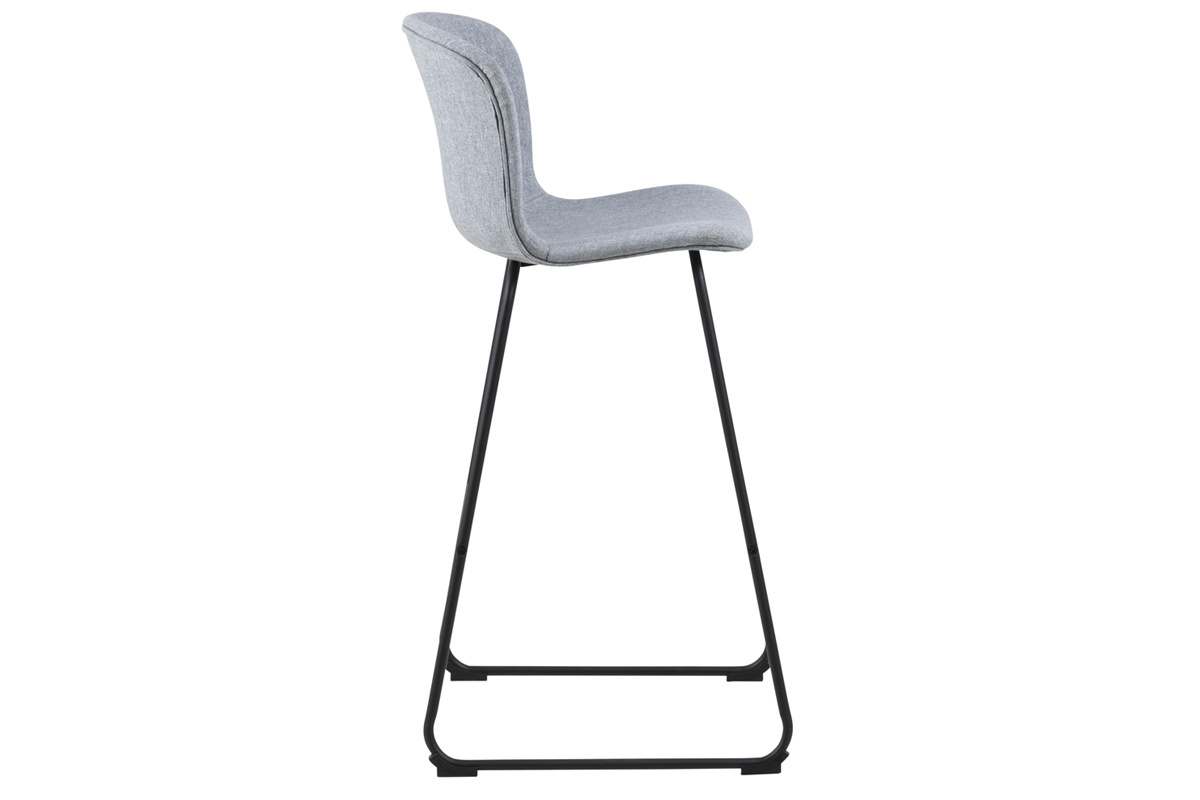 Design-Barhocker hellgrauer Stoff und schwarzes Schwarz 75 cm (2 Stk.) STORY
