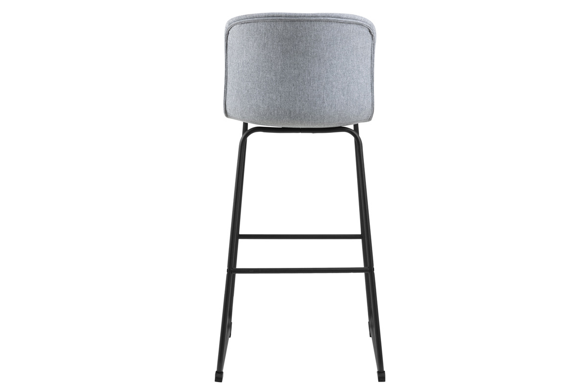 Design-Barhocker hellgrauer Stoff und schwarzes Schwarz 75 cm (2 Stk.) STORY