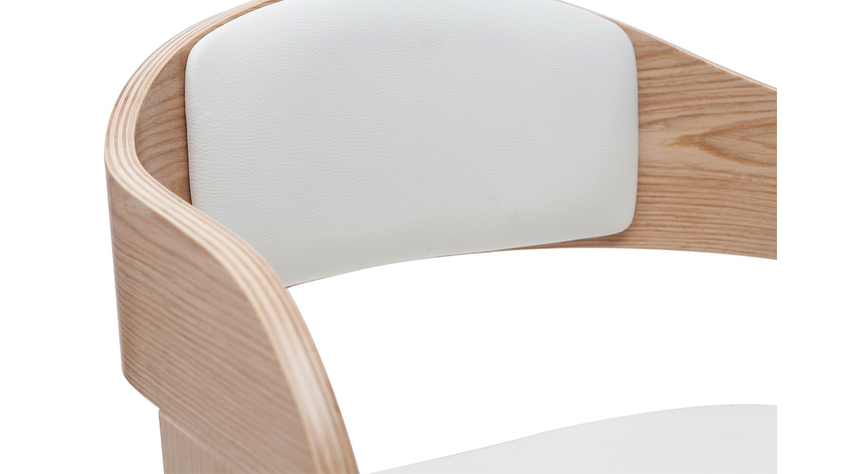 Design-Barhocker hhenverstellbar aus weiem Polyurethan und hellem Holz (2er-Set) EUSTACHE