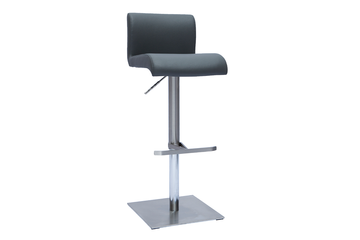 Design-Barhocker hhenverstellbar grau und gebrsteter Edelstahl SHEINA