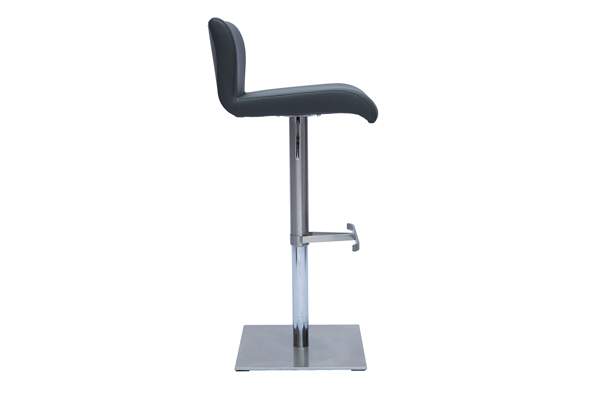 Design-Barhocker hhenverstellbar grau und gebrsteter Edelstahl SHEINA