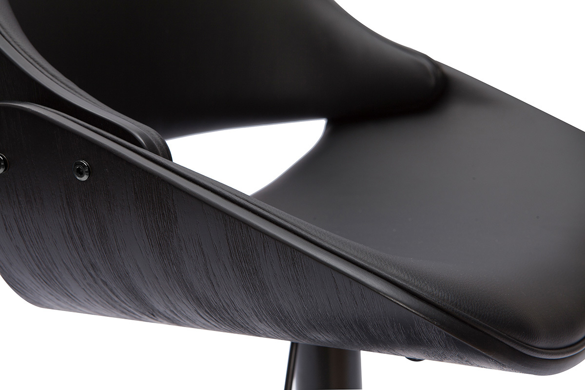 Design-Barhocker h�henverstellbar Holz und schwarzes Metall CLASH