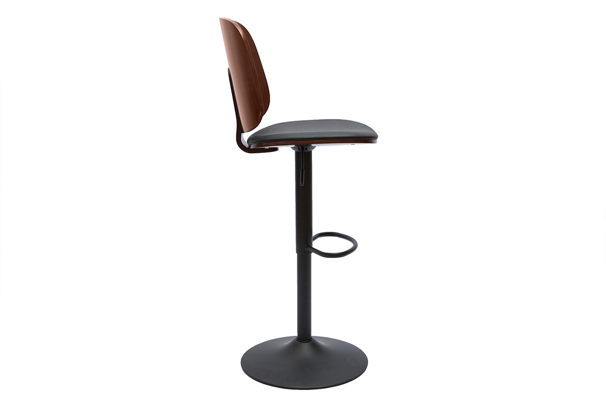 Design-Barhocker hhenverstellbar schwarz und dunkles Holz BECK