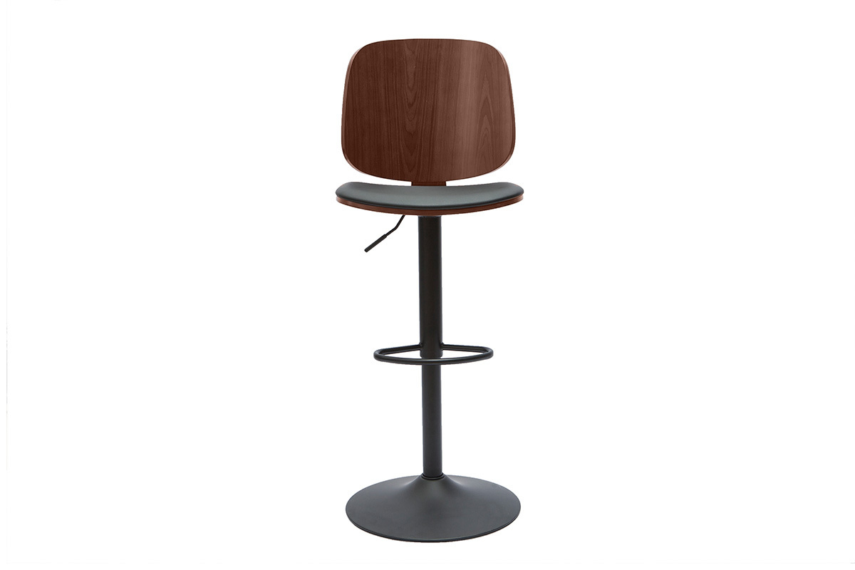 Design-Barhocker hhenverstellbar schwarz und dunkles Holz BECK