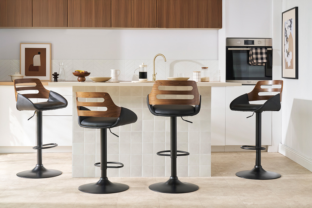 Design-Barhocker hhenverstellbar schwarz und Walnuss PERNIK