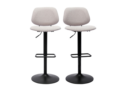 Design-Barhocker höhenverstellbar Stoff mit Samteffekt in Beige und schwarzes Metall (2er-Set) BARNET