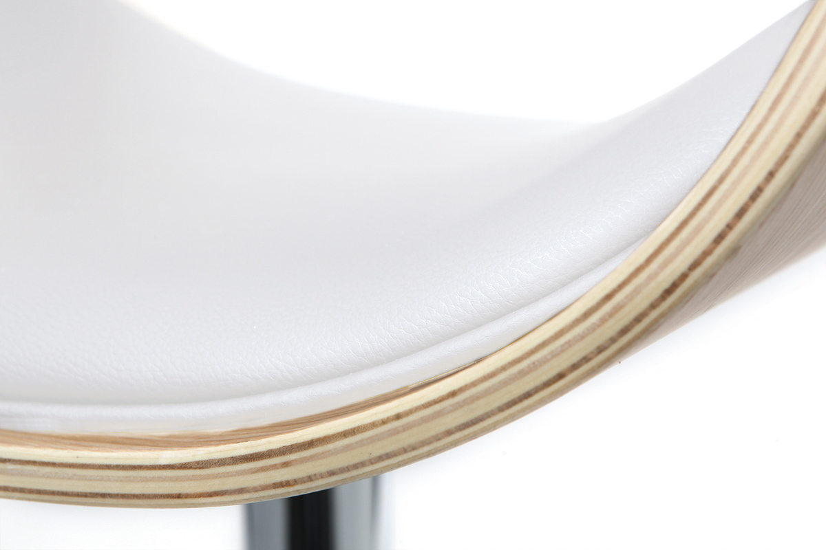 Design-Barhocker h�henverstellbar wei� und helles Holz BENT