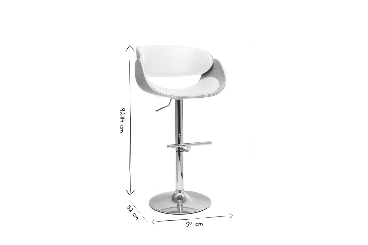 Design-Barhocker h�henverstellbar wei� und helles Holz BENT