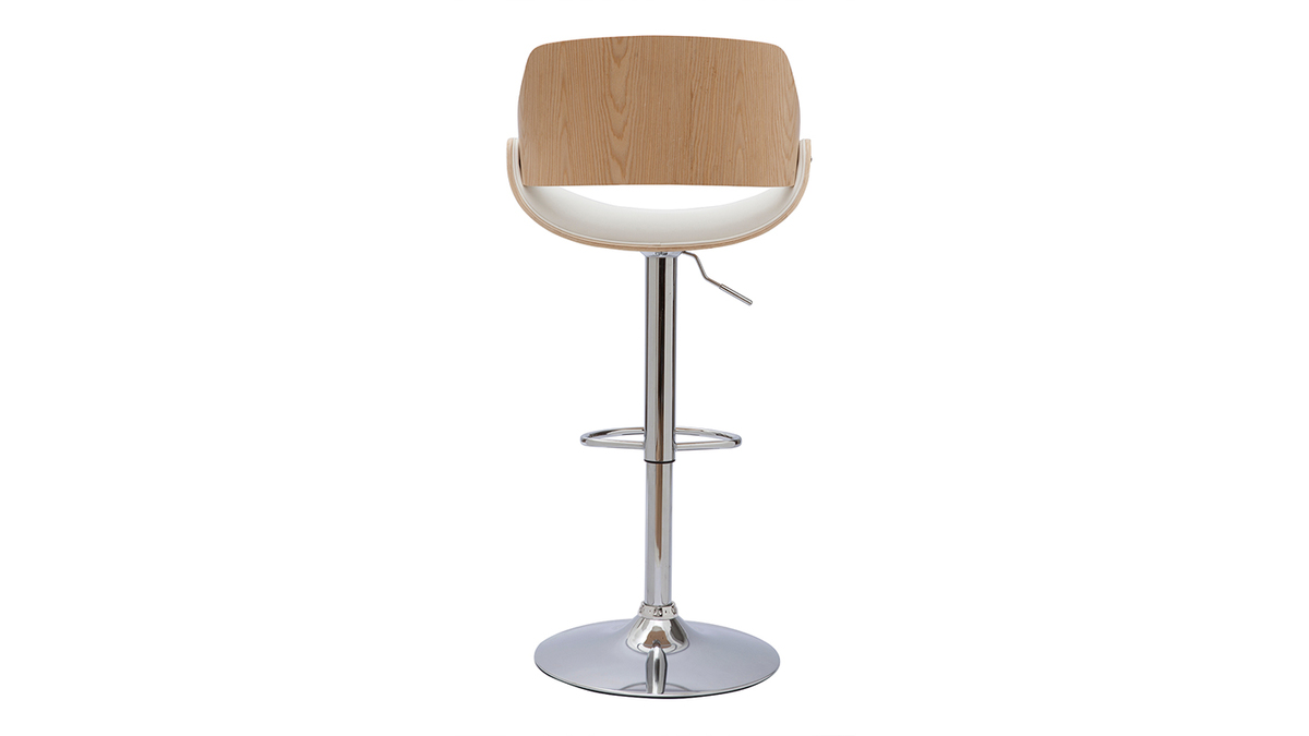 Design-Barhocker hhenverstellbar wei und helles Holz CLASH