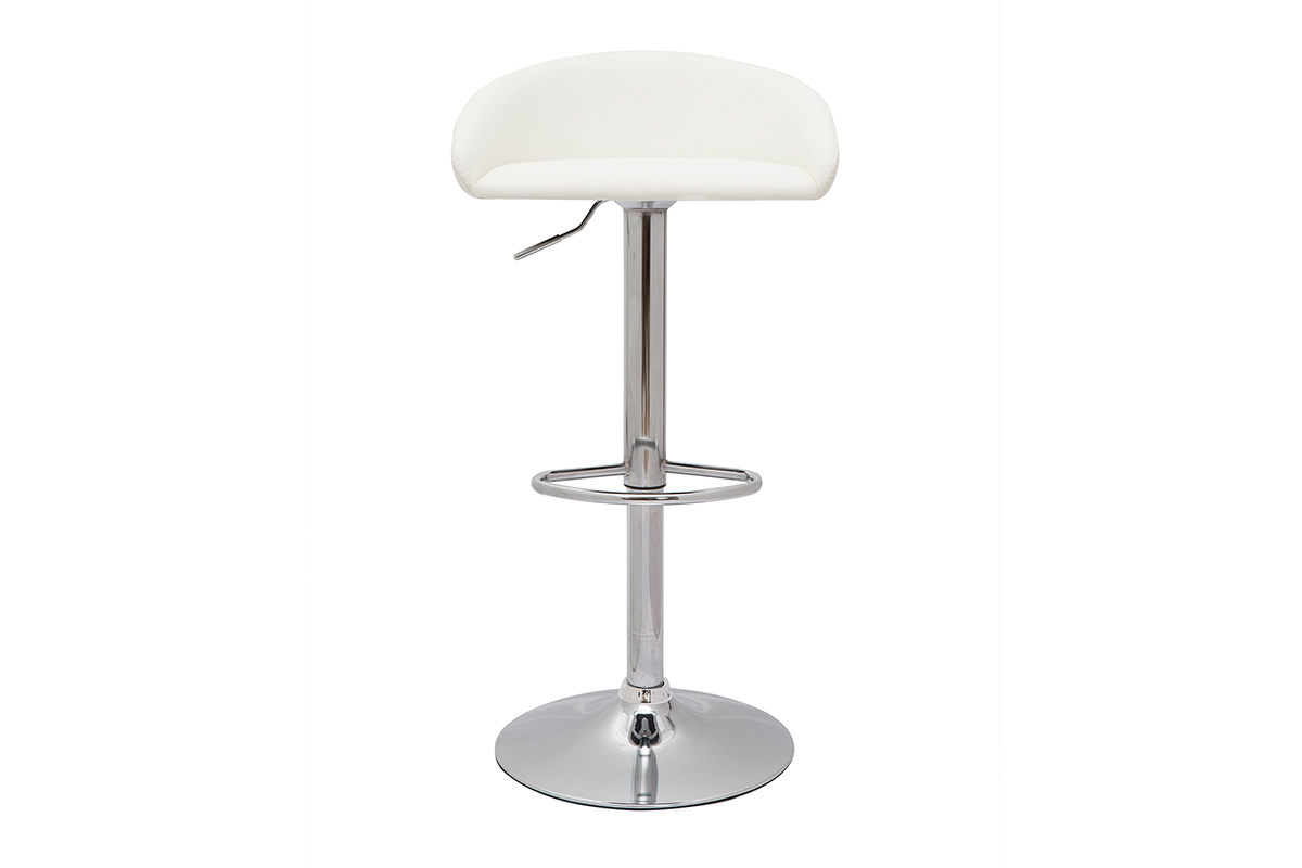 Design-Barhocker hhenverstellbar wei und verchromter Stahl (2er-Set) REYNOLD