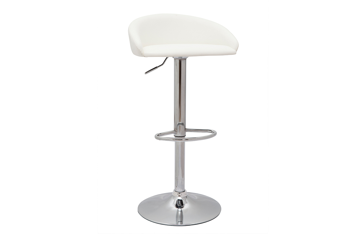 Design-Barhocker hhenverstellbar wei und verchromter Stahl (2er-Set) REYNOLD