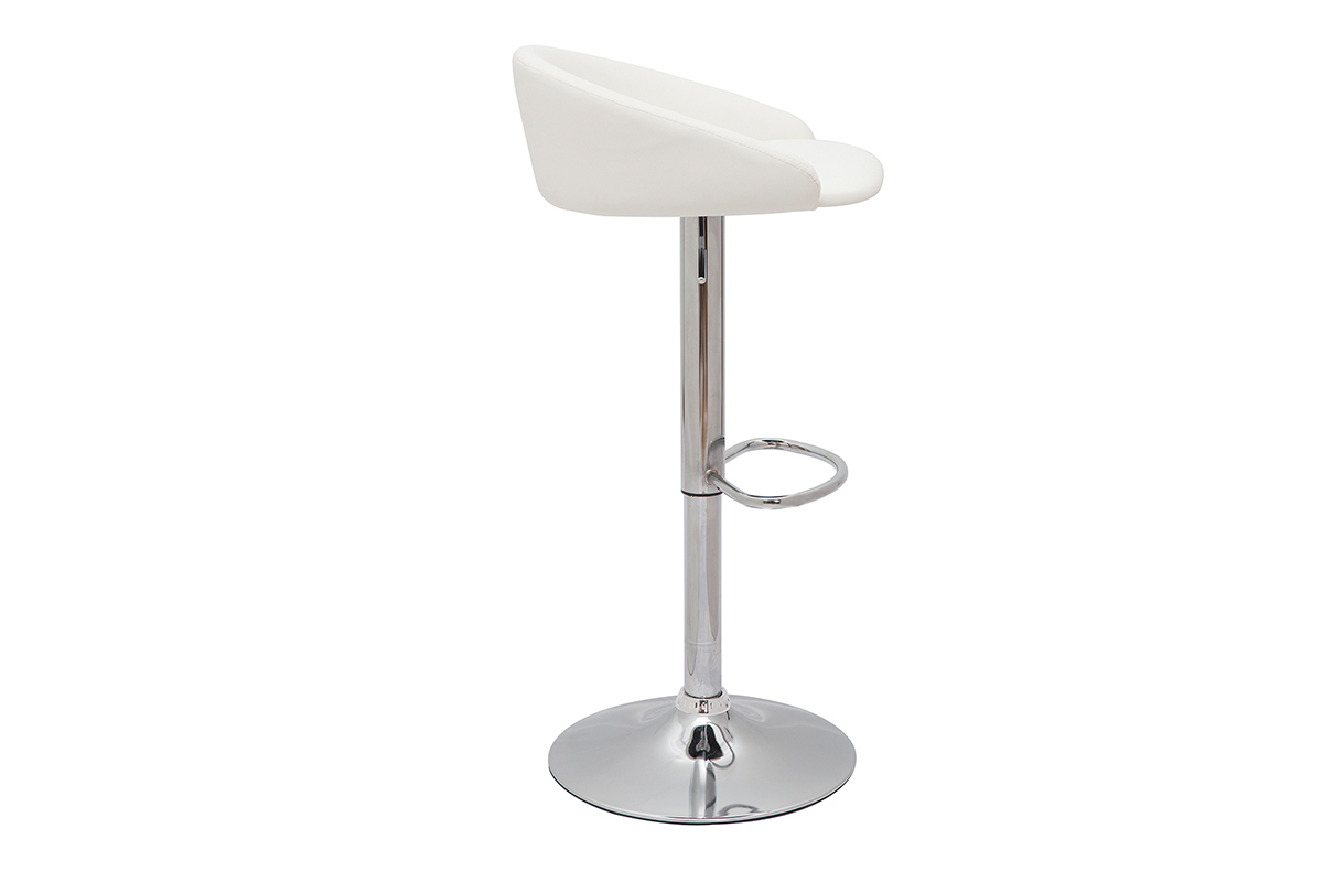 Design-Barhocker hhenverstellbar wei und verchromter Stahl (2er-Set) REYNOLD