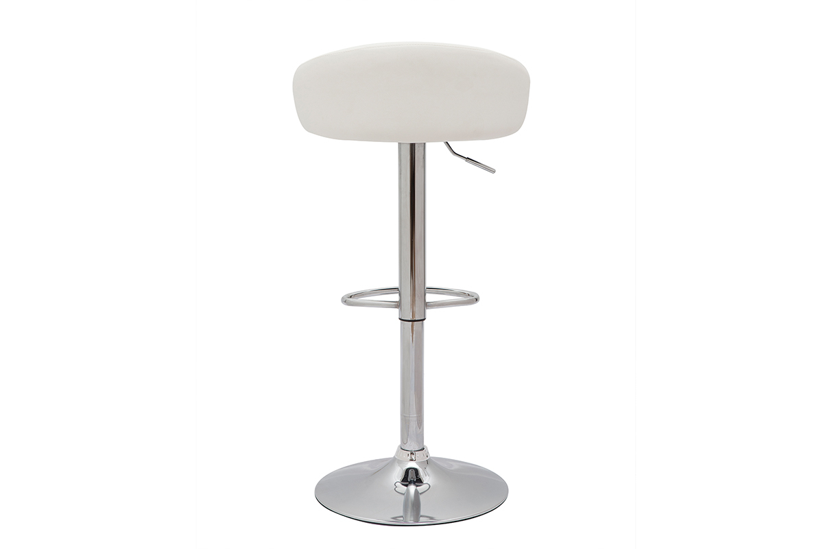 Design-Barhocker hhenverstellbar wei und verchromter Stahl (2er-Set) REYNOLD