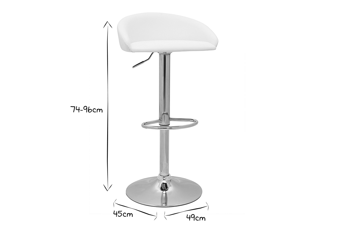 Design-Barhocker hhenverstellbar wei und verchromter Stahl (2er-Set) REYNOLD