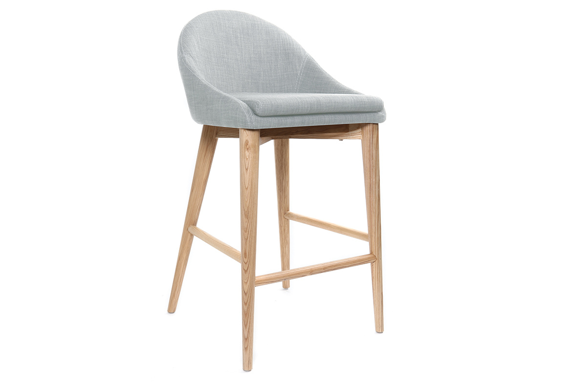 Design-Barhocker Holz Polyester Hellgrau 65 cm DALIA