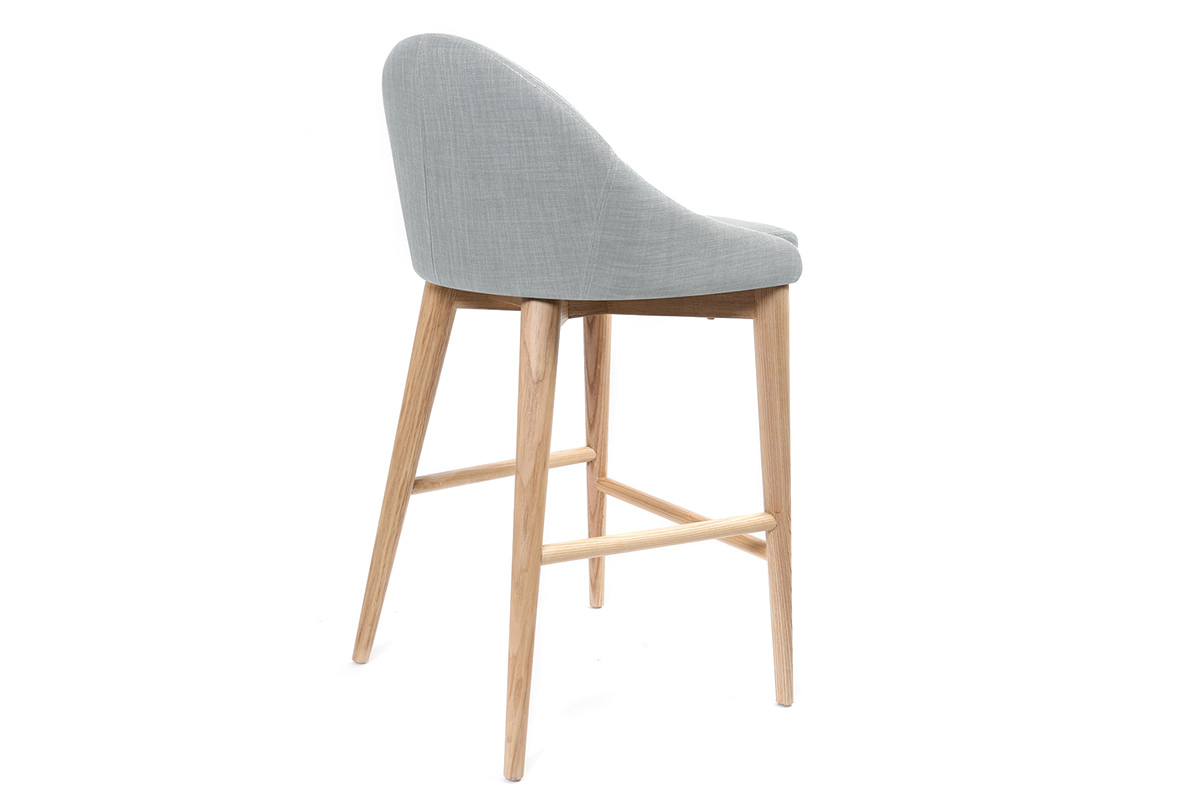 Design-Barhocker Holz Polyester Hellgrau 65 cm DALIA