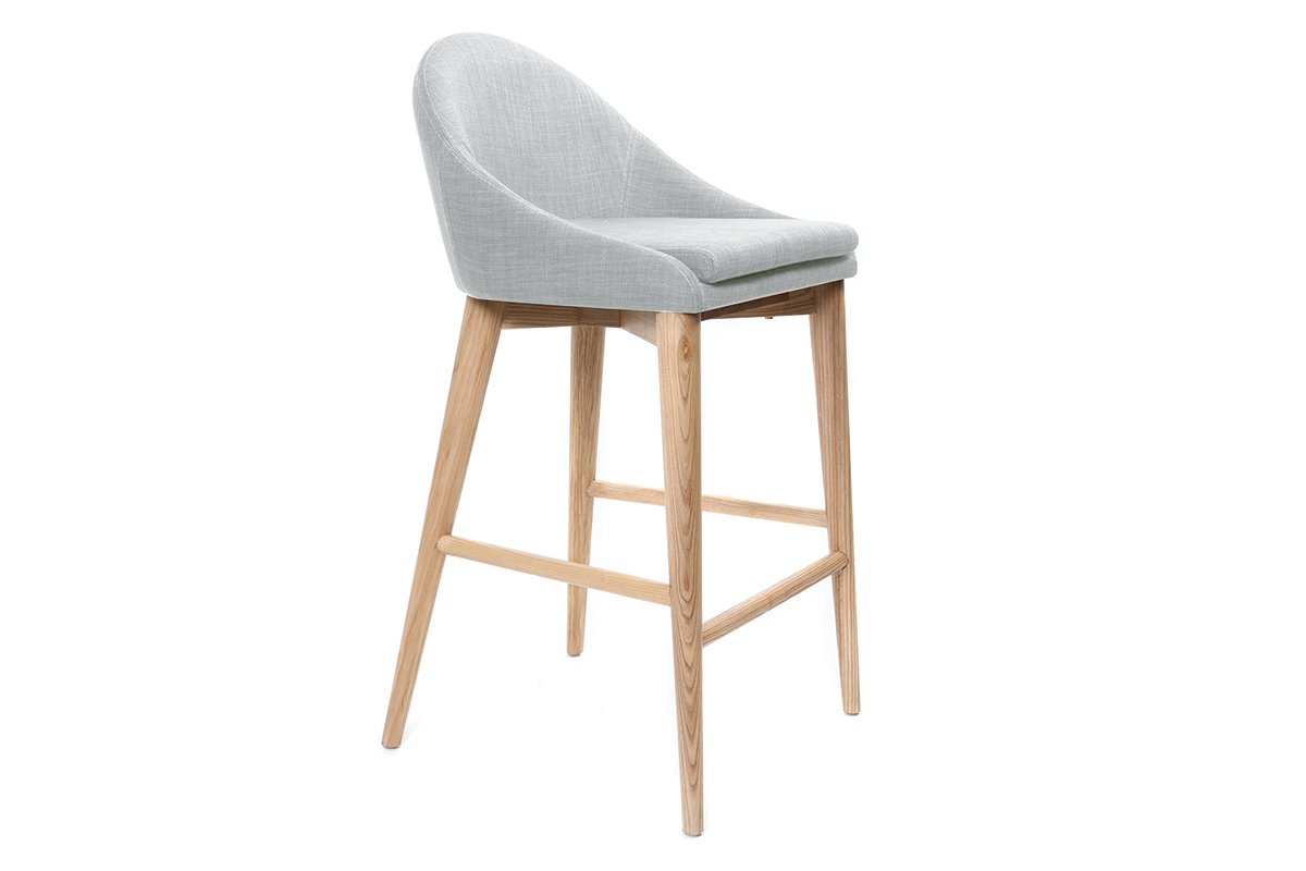 Design-Barhocker Holz Polyester Hellgrau 65 cm DALIA