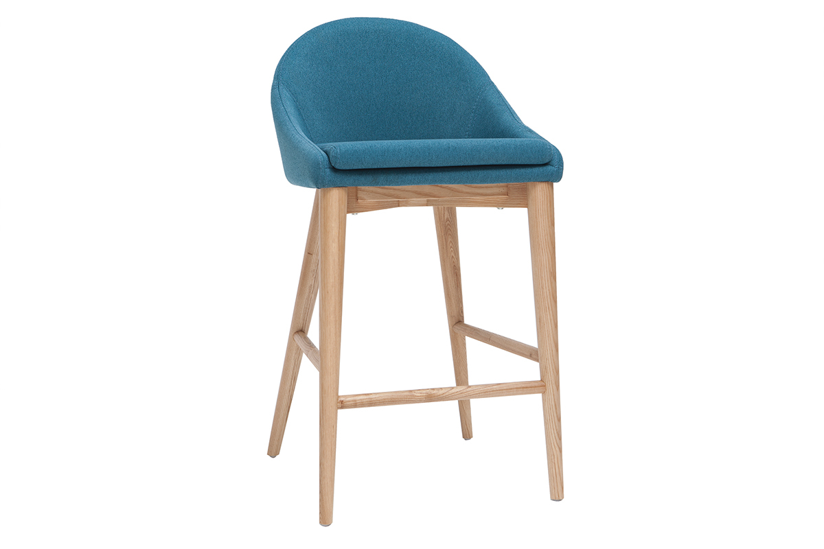 Design-Barhocker Holz Polyester Hellgrau 65 cm DALIA