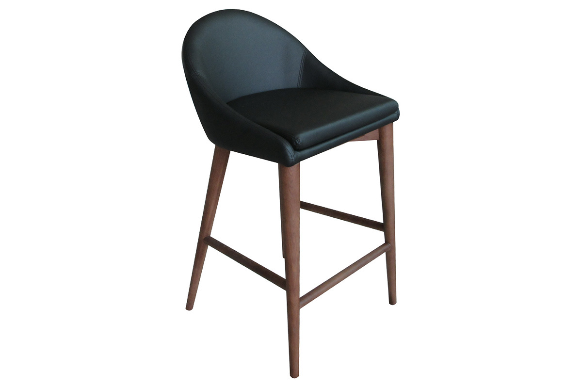 Design-Barhocker Holz PU Schwarz 65 cm DALIA