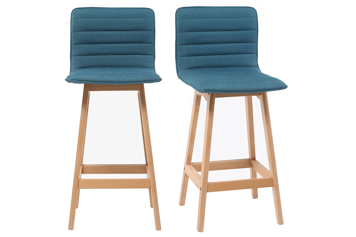 Design-Barhocker Holz und Blaugrn 65 cm 2 Stck. EMMA