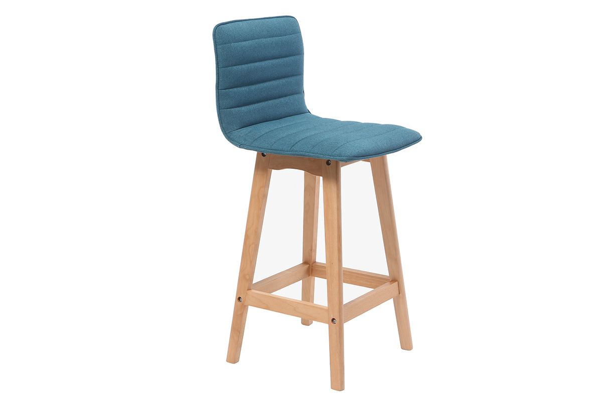 Design-Barhocker Holz und Blaugrn 65 cm 2 Stck. EMMA