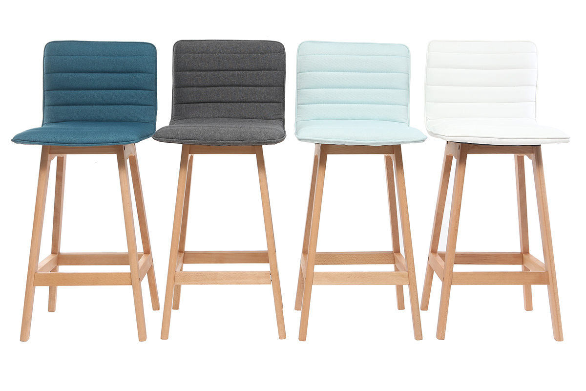 Design-Barhocker Holz und Blaugrn 65 cm 2 Stck. EMMA