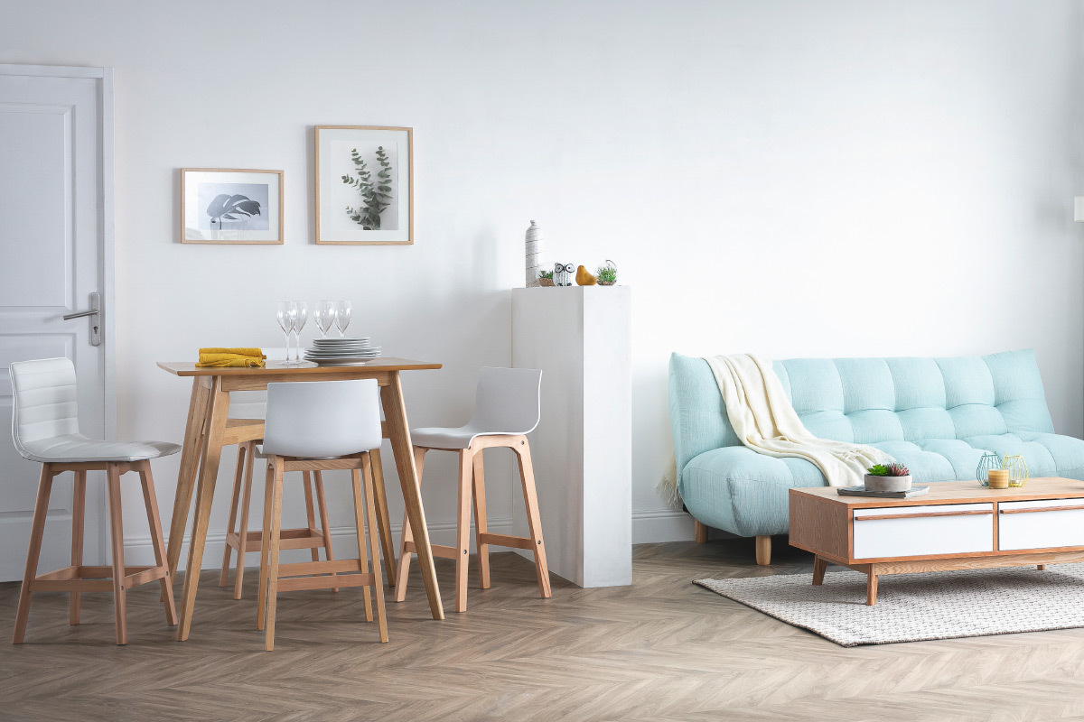 Design-Barhocker Holz und Blaugrn 65 cm 2 Stck. EMMA