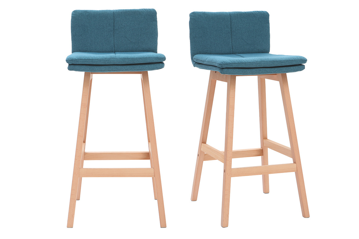 Design-Barhocker Holz und Blaugrn 65 cm 2 Stck. JOAN