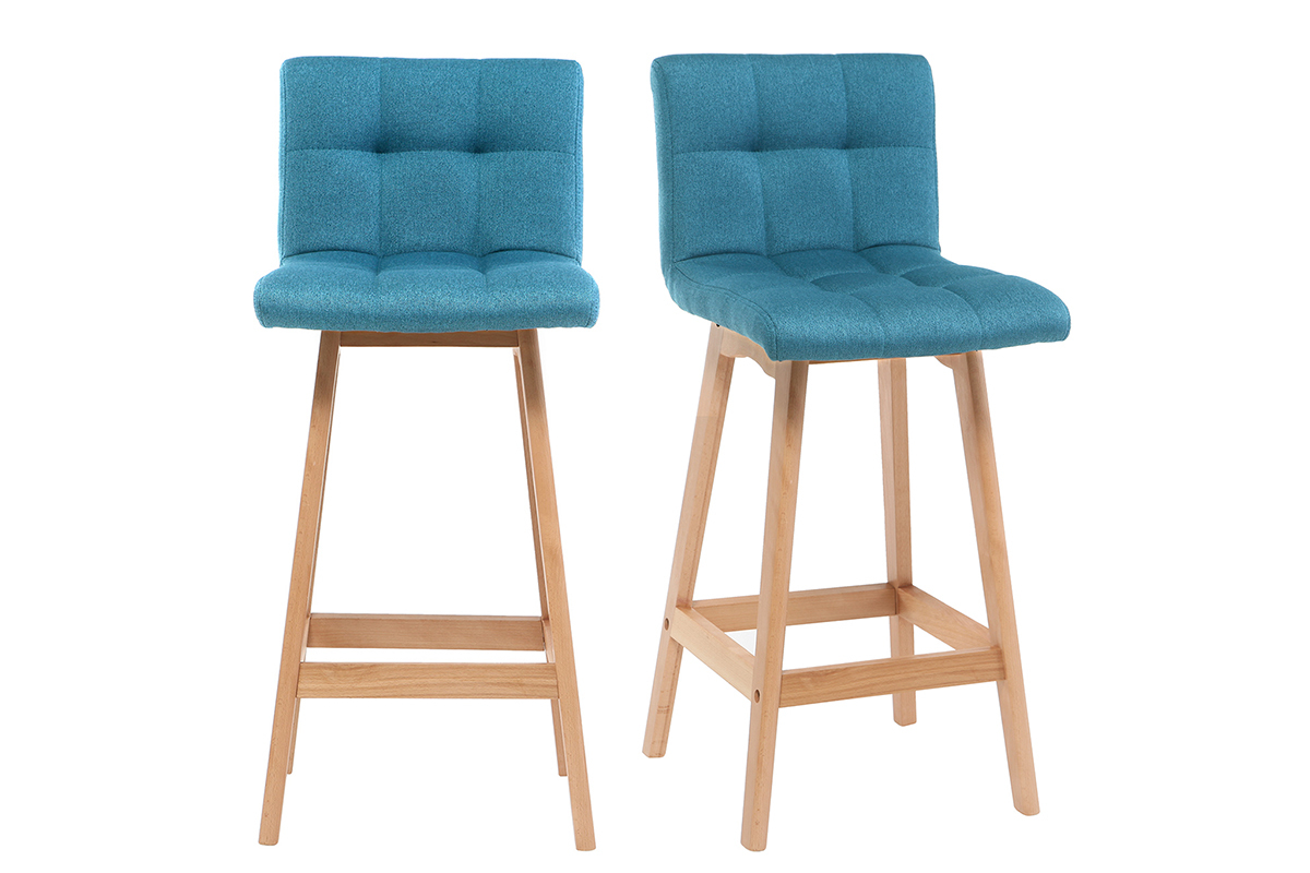 Design-Barhocker Holz und Blaugrn 65 cm 2 Stck. KLARIS