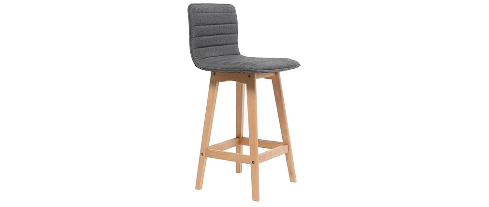 Design-Barhocker Holz und Dunkelgrau 65 cm 2 Stck. EMMA - Miliboo