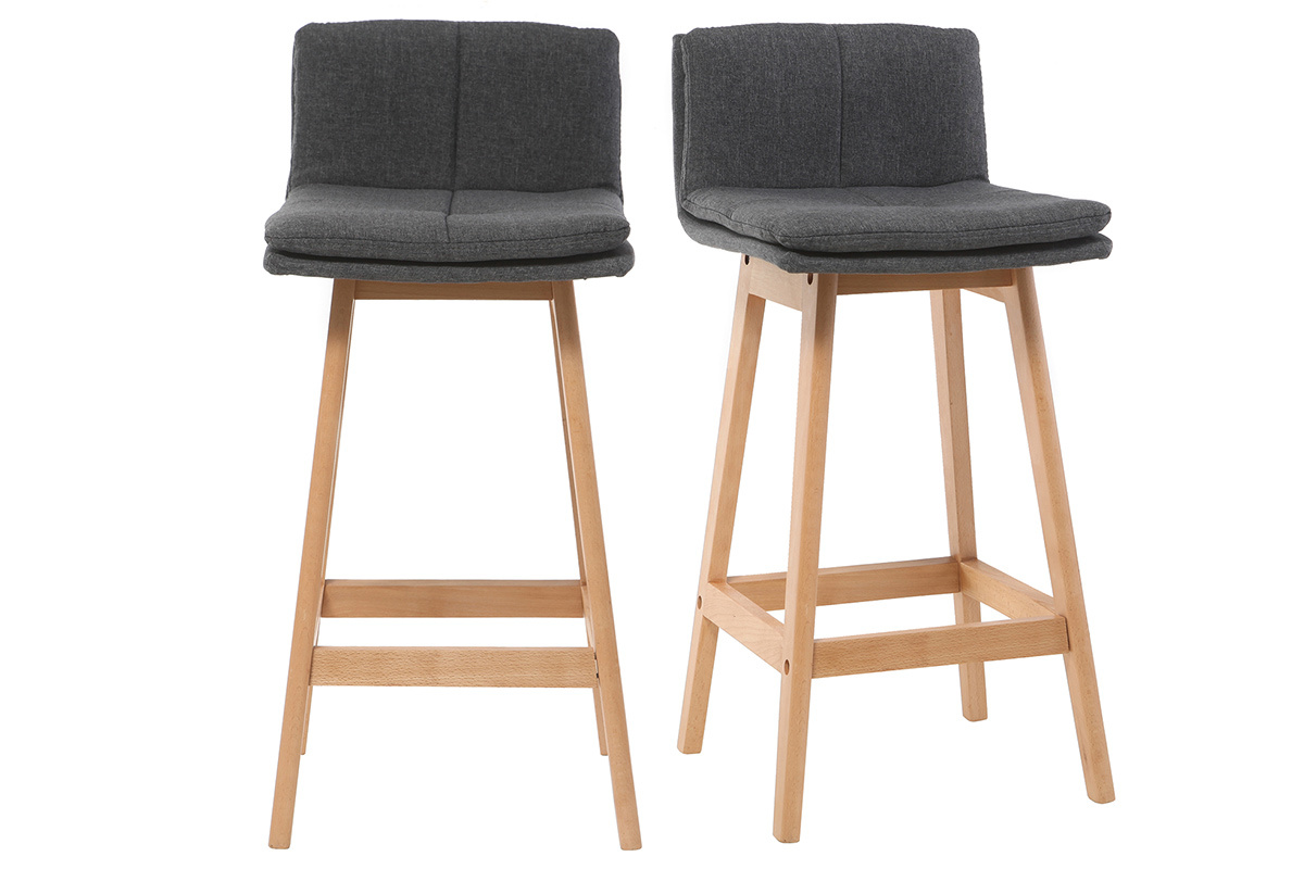 Design-Barhocker Holz und Dunkelgrau 65 cm 2 Stck. JOAN