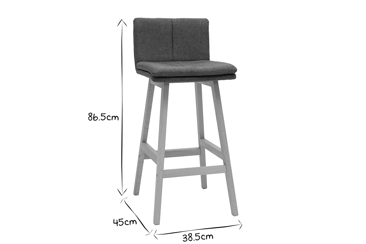 Design-Barhocker Holz und Dunkelgrau 65 cm 2 Stck. JOAN