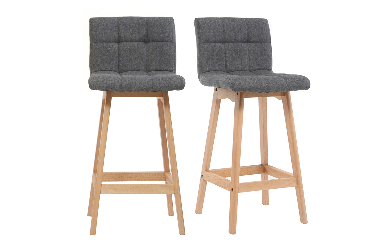 Design-Barhocker Holz und Dunkelgrau 65 cm 2 Stck. KLARIS