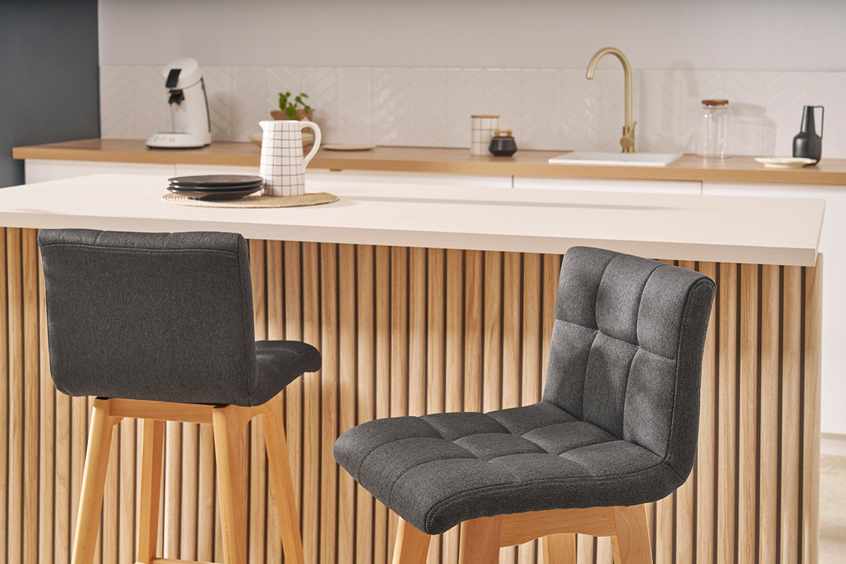 Design-Barhocker Holz und Dunkelgrau 65 cm 2 Stck. KLARIS