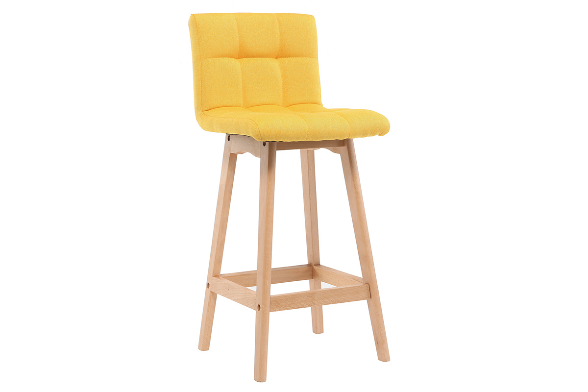 Design-Barhocker Holz und Gelb 65 cm 2 Stck. KLARIS