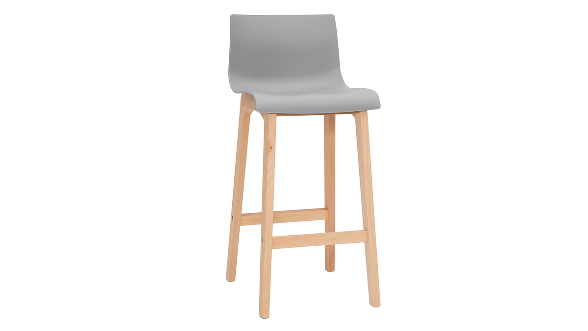 Design-Barhocker Holz und Hellgrau 65 cm 2 Stck. NEW SURF