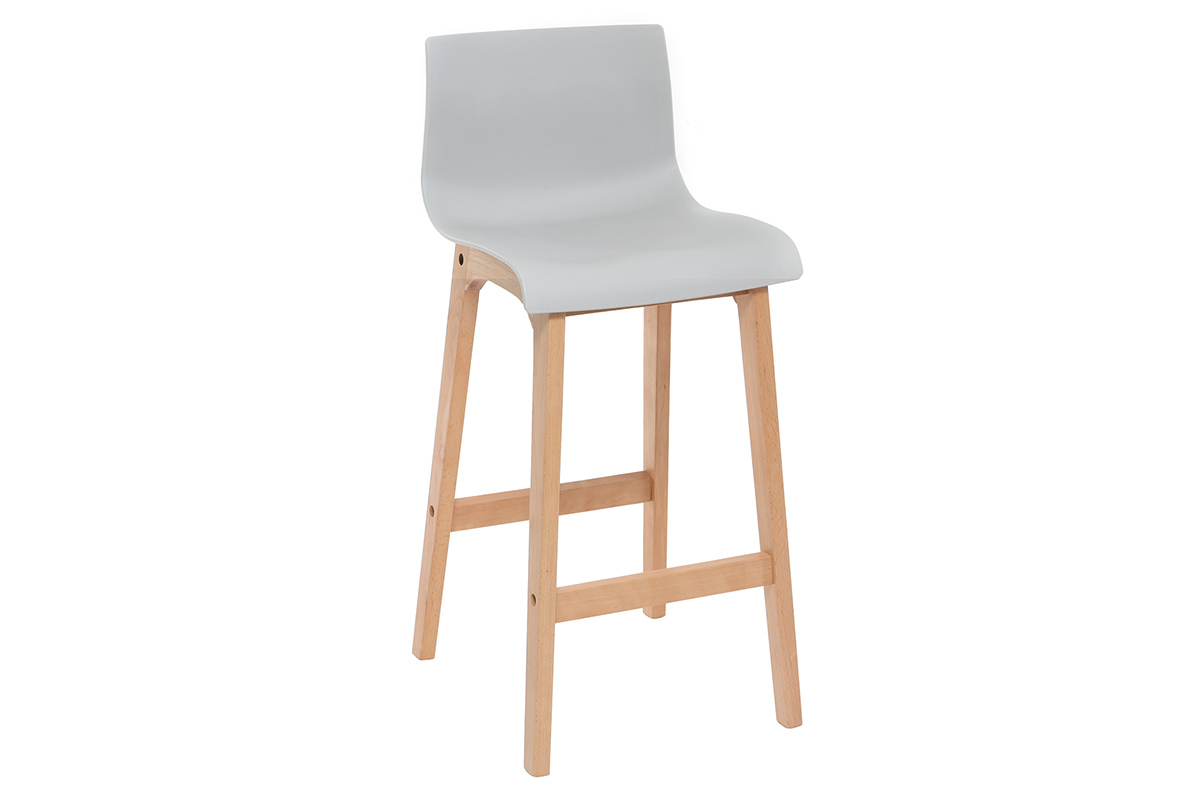 Design-Barhocker Holz und Hellgrau 75 cm 2 Stck. NEW SURF