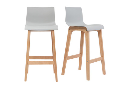 Design-Barhocker Holz und Hellgrau 75 cm 2 Stck. NEW SURF