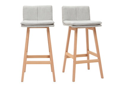 Design-Barhocker Holz und Perlgrau 65 cm 2 Stck. JOAN